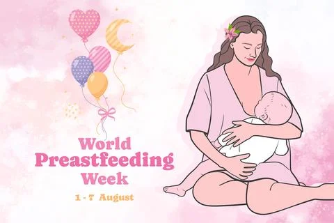 Vector Illustration for the concept of World Breast feeding Week. Stock Illustration