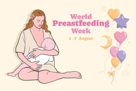 Vector Illustration for the concept of World Breast feeding Week. Stock Illustration