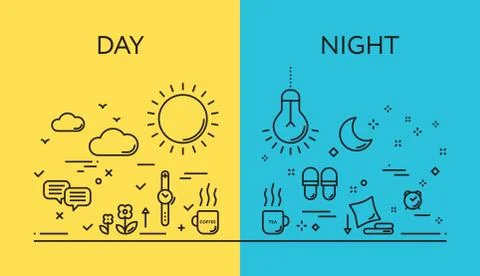 Vector illustration concepts of days and night Illustrazione stock