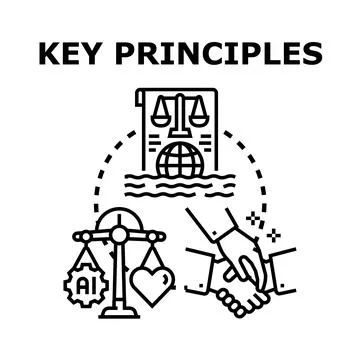 Vector illustration conceptualizing foundational principles for ethical ai, b Stock Illustration