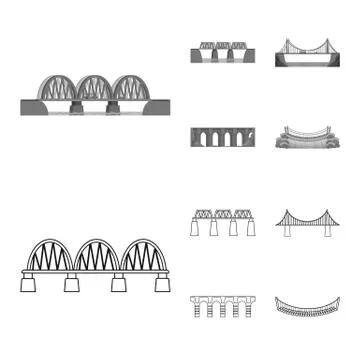 Vector illustration of connection and design symbol. Set of connection and side Stock Illustration