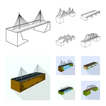 Vector illustration of connection and design icon. Set of connection and side Stock Illustration