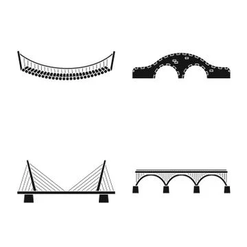 Vector illustration of construct and side logo. Set of construct and bridge Illustrazione stock
