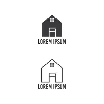 Vector illustration of construction company logo with house and letter f i Stock Illustration