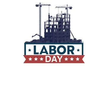 Vector illustration of a construction site labor new york city skyline Stock Illustration