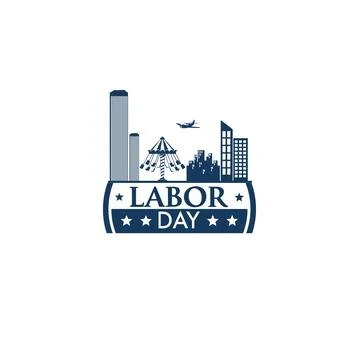 Vector illustration of a construction site labor new york city skyline Stock Illustration