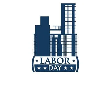 Vector illustration of a construction site labor new york city skyline Stock Illustration