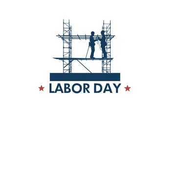 Vector illustration of a construction site labor new york city skyline Stock Illustration