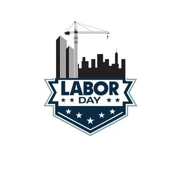 Vector illustration of a construction site labor new york city skyline Stock Illustration