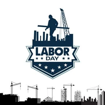 Vector illustration of a construction site labor new york city skyline Stock Illustration