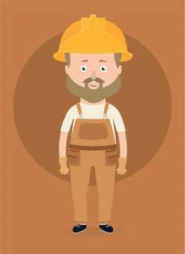 Vector illustration. Construction worker character. Stock Illustration