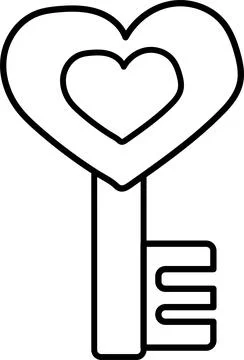 Vector illustration of the contour of the key of the heart Illustrazione stock