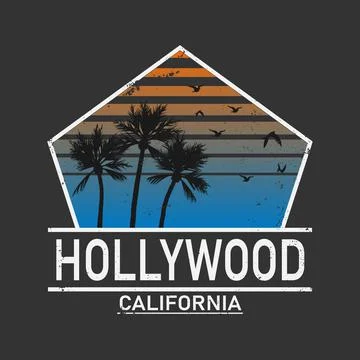 Vector illustration cool print that says Hollywood design for t-shirts,vintage Illustrazione stock