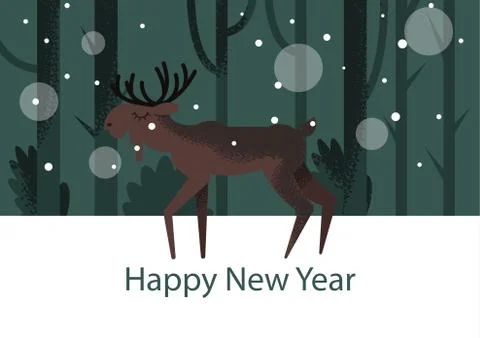 Vector illustration with copyspace with elk Stock Illustration