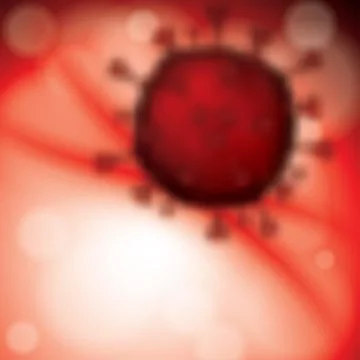 Vector illustration of Coronavirus on a blurry red background Stock Illustration