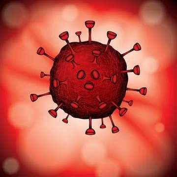 Vector illustration of Coronavirus on a blurry red background Stock-Illustration