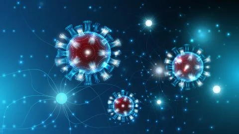 Vector illustration of coronovirus particles on a luminous vector background Stock Illustration