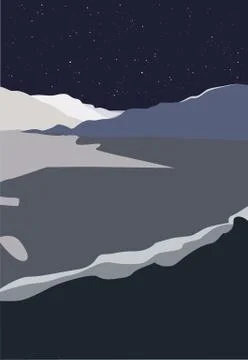Vector illustration of a cosmic landscape, image of mountains Illustrazione stock