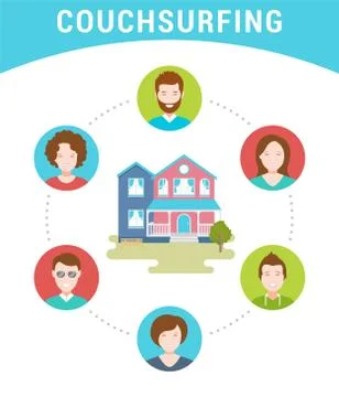 Vector Illustration of Couch Surfing Stock Illustration