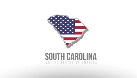 Vector illustration of a county state with US united states flag Stock Illustration