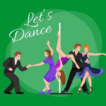 Vector illustration of couple dancing modern dance, Partners  bachata,  sty Stock Illustration