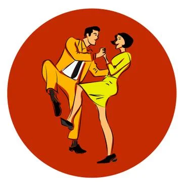 Vector illustration of a couple dancing swing, twist or lindy hop Stock Illustration