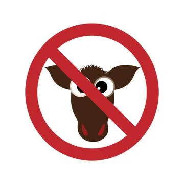 Vector illustration of cow ban mark on a white background. Symbol of animal,  Stock Illustration