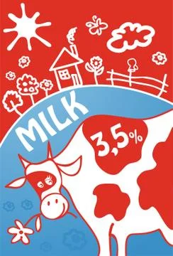 Vector illustration of cow. Stock Illustration