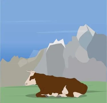 Vector illustration of a cow that lies Illustrazione stock