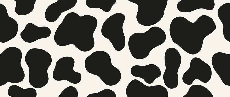 Vector illustration. Cow texture pattern. Animal skin pattern. Spots of black Stock-Illustration