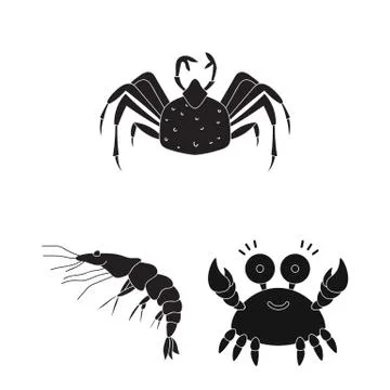 Vector illustration of crab and beach logo. Set of crab and sea stock vector Illustrazione stock