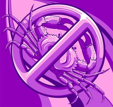 Vector illustration of crab on colored background Illustrazione stock