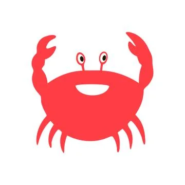 Vector illustration of a crab in the Doodle style. A smiling crab. Stock Illustration
