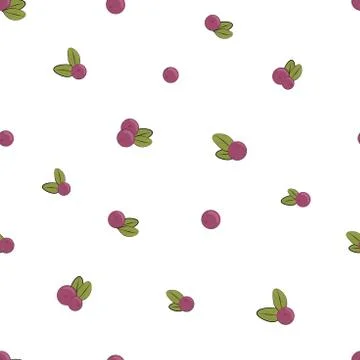 Vector illustration. Cranberry Berry Pattern with Leaves. Stock Illustration