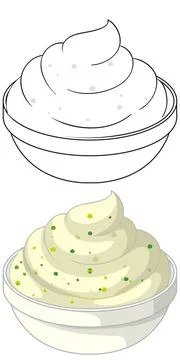 Vector Illustration of Creamy Dip and Sauce in Small Bowls Illustrazione stock