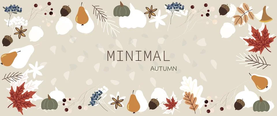 Vector illustration. Creative autumn background with leaves and pastel circ.. Stock Illustration