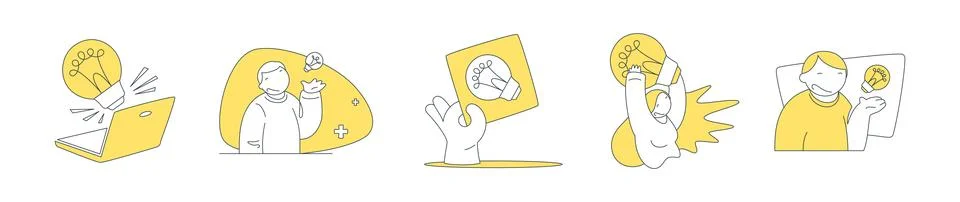 Vector illustration of the creative process. People interact with ideas, from Stockillustratie