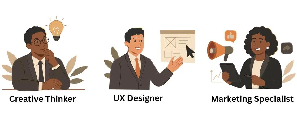 Vector Illustration of Creative Professional Designer, Specialist, and Thinker Stock Illustration