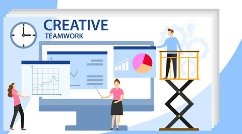 Vector illustration. Creative teamwork. Business concept vector illustration 스톡 일러스트