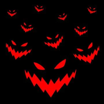 Vector illustration of creepy faces in darkness. Stock Illustration