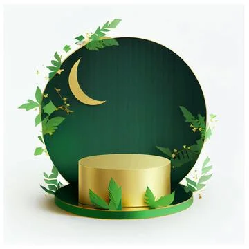 Vector illustration of crescent on the podium isolated on white background Stock Illustration