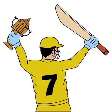 Vector Illustration of a cricket player batsman with bat Stock Illustration
