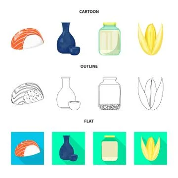 Vector illustration of crop and ecological sign. Collection of crop and cooking Illustrazione stock