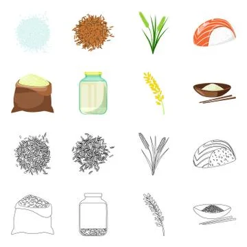Vector illustration of crop and ecological symbol. Collection of crop and Stock Illustration
