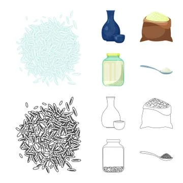 Vector illustration of crop and ecological sign. Collection of crop and cooking Illustrazione stock