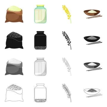 Vector illustration of crop and ecological sign. Collection of crop and cooking Illustrazione stock