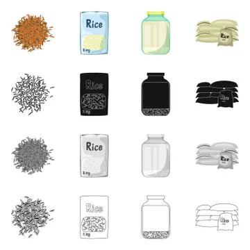 Vector illustration of crop and ecological sign. Set of crop and cooking stock Illustrazione stock