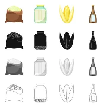 Vector illustration of crop and ecological sign. Collection of crop and cooking Illustrazione stock