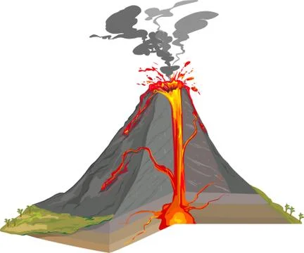 Vector illustration of a Cross Section of Volcano Illustrazione stock