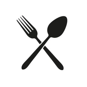 Vector illustration of crossed fork and spoon. Isolated. Stock Illustration